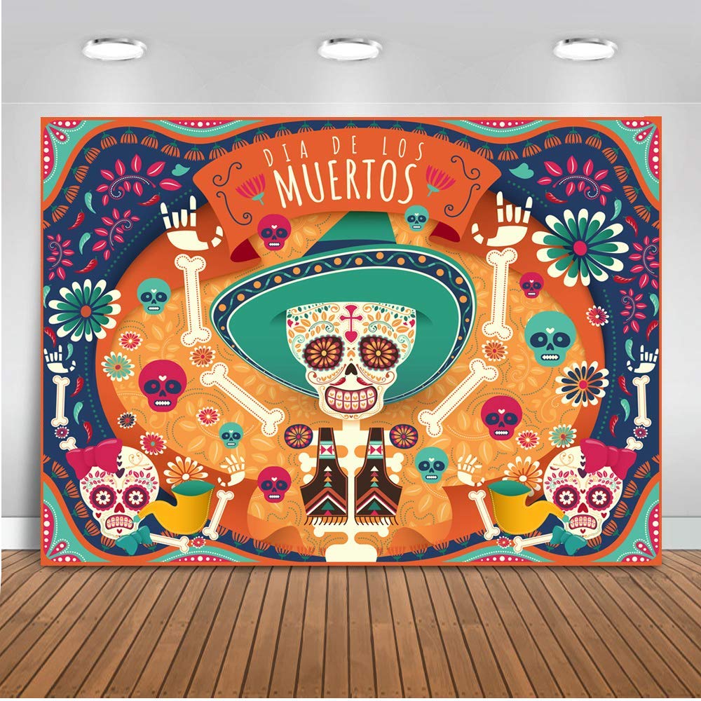 Mexicaanse Dag Van De Dode Achtergrond Vinyl Suiker Schedel Feestartikelen Decoratie