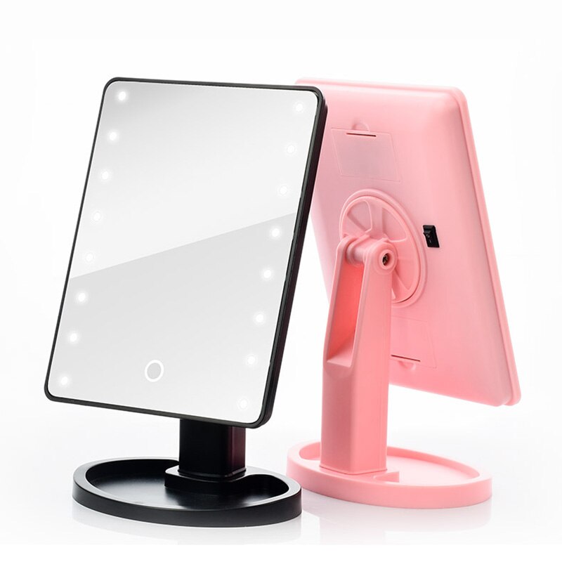 360 Degrees Rotation Makeup Mirror Adjustable 16/22 Leds Lighted LED Screen Portable Luminous Battery Cosmetic Mirrors wyt77