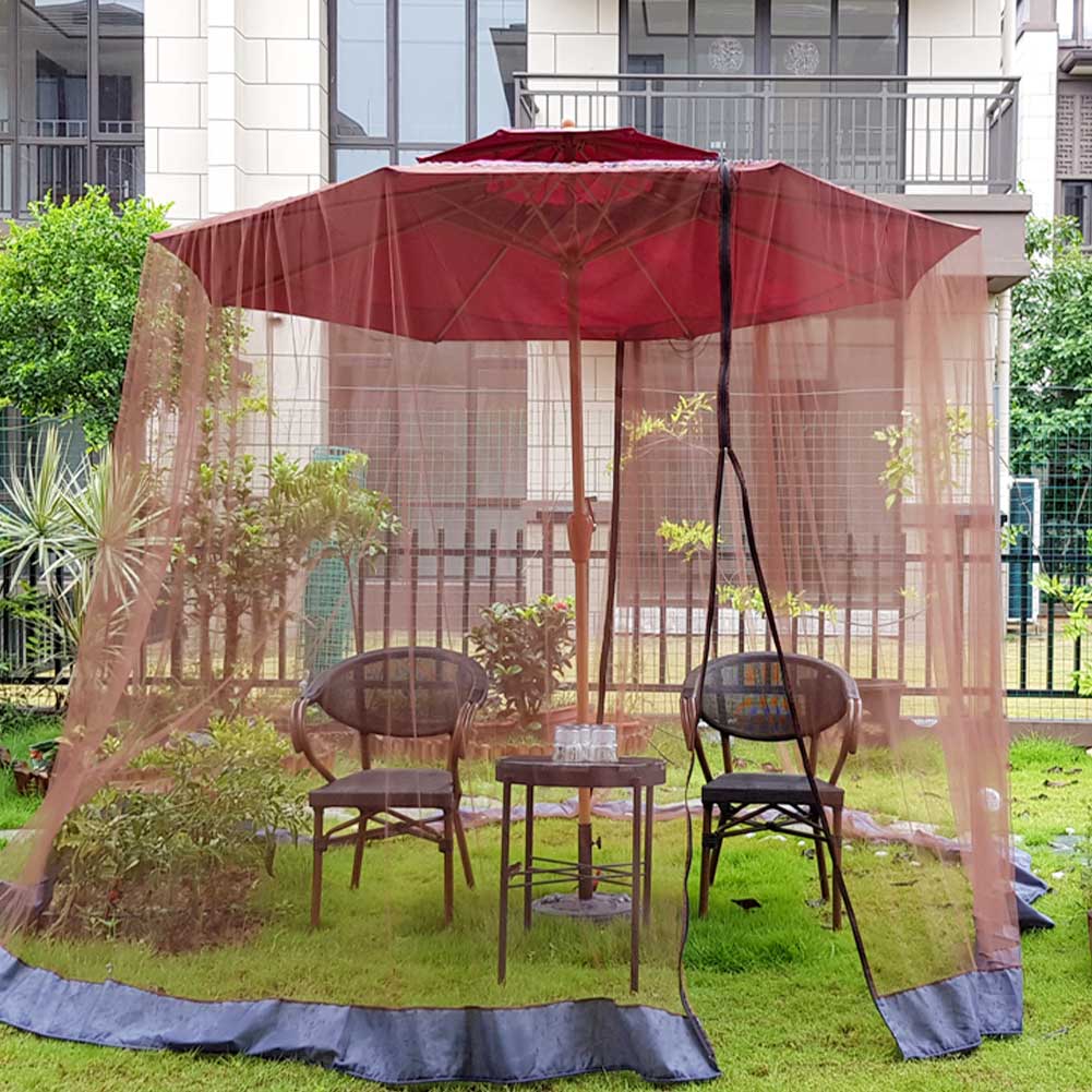 Screen Double Zipper Polyester Mesh Universal Courtyard Cover Cantilever Lawn Table Umbrella Mosquito Net Outdoor Patio Hanging