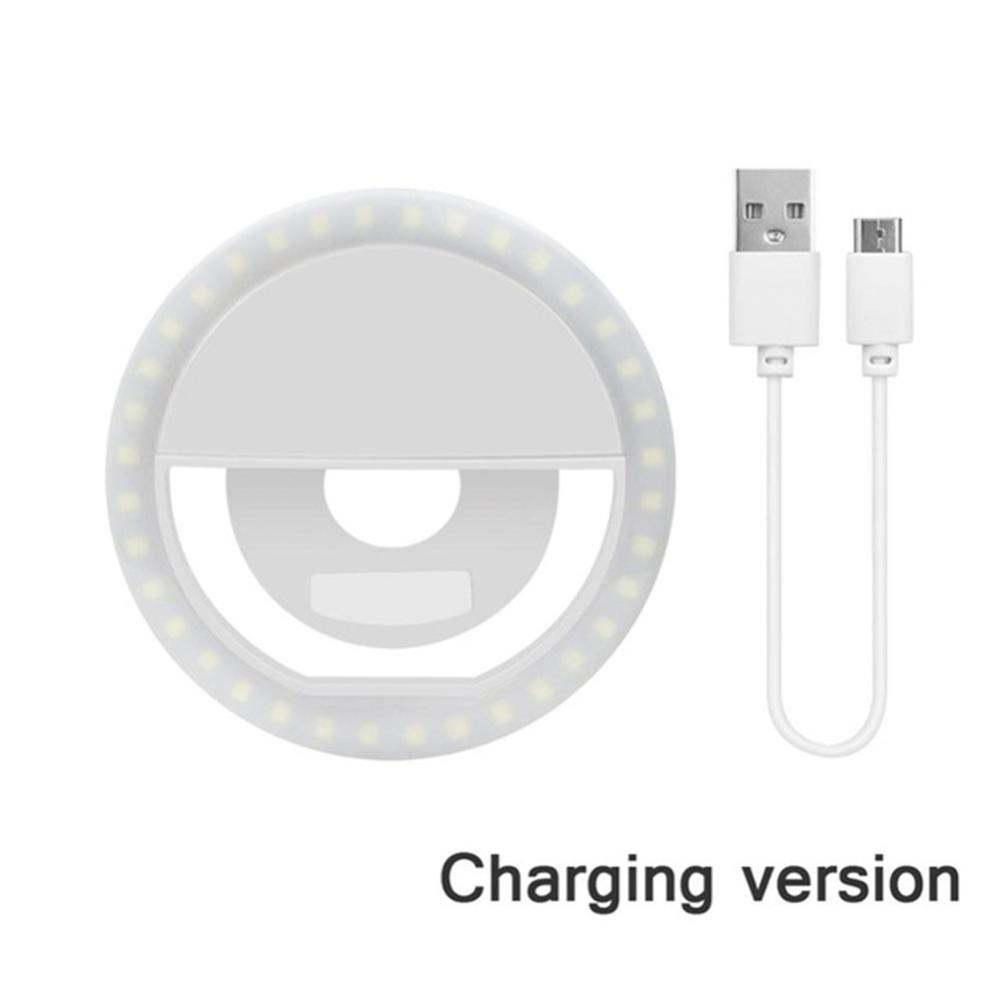 3000-5000K LED USB Charging Selfie Ring Led Light Lamp Mobile Phone Lens LED Selfie Lamp Ring light for Iphone Samsung Xiaomi: white