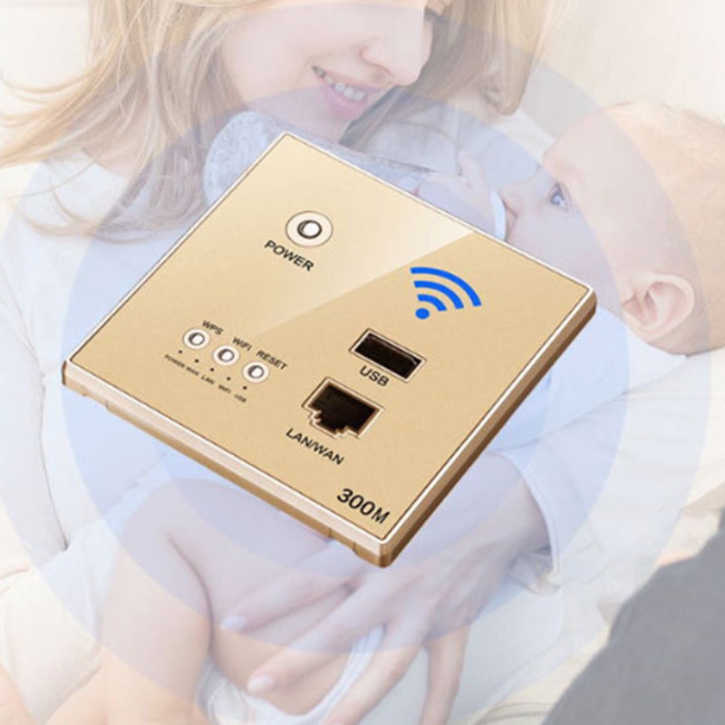 86 Mm 300Mbps Muur Router Met Usb Socket 110V/220V Smart Wifi Repeater Extender Muur Ingebed 2.4Ghz Router Panel