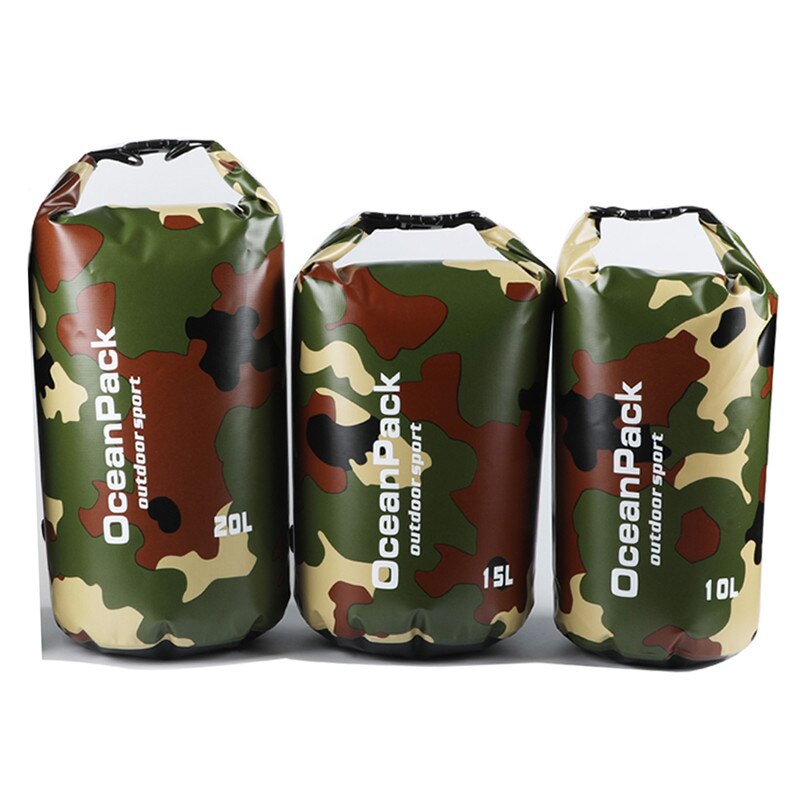 Bolsa seca impermeable para acampada, mochila flotante para exteriores, resistente al agua, para Trekking, río, 10L, 15L, 20L