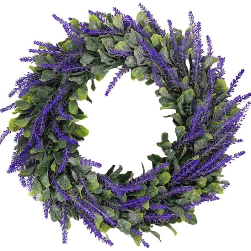 Guirnalda de lavanda Artificial con hojas florales, decoración de pared interior de puerta delantera: A
