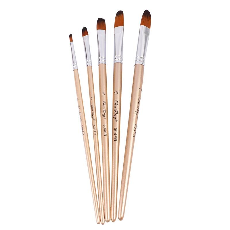 1 Set of 5Pcs Multi-function Nylon Paintbrush Paint Brush Painting Tool for Watercolor Painting Oil Painting: Light Grey