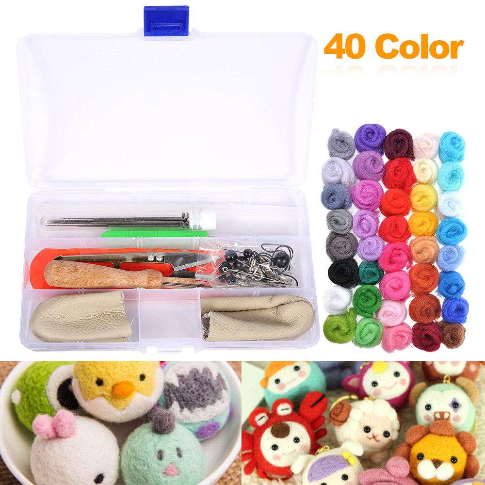 DIY Wool Felt Kit Handle Wool Felting Tools Handmade Felt Needle Set Felting Fabric Materials Handcraft Felt DIY Package