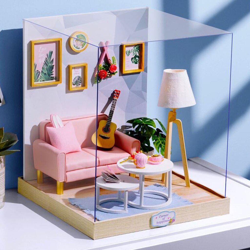 1:24 Puppenhaus DIY Möbel Miniatur Bausatz Spielzeug Nachmittag Tee Zeit Ruheraum