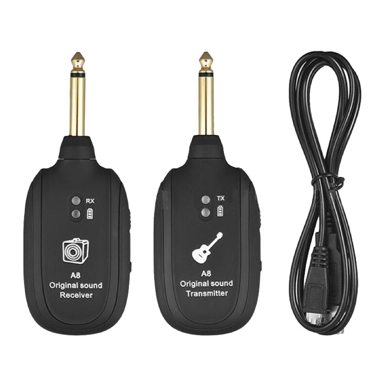 4 Set Uhf Guitar Wireless System Zender Ontvanger Ingebouwde Oplaadbare Draadloze Gitaar Zender