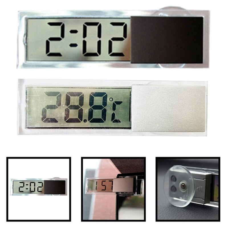 Lcd auto digitale klok auto raamthermometer celsius fahrenheit auto digitale klok auto accessoires