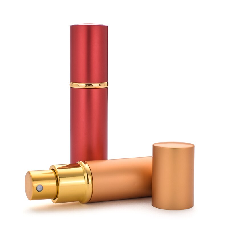Gratis logo op maat, 10 ml lege draagbare glazen parfumflesjes met aluminium omhulsel, navulbare cosmetische etui.