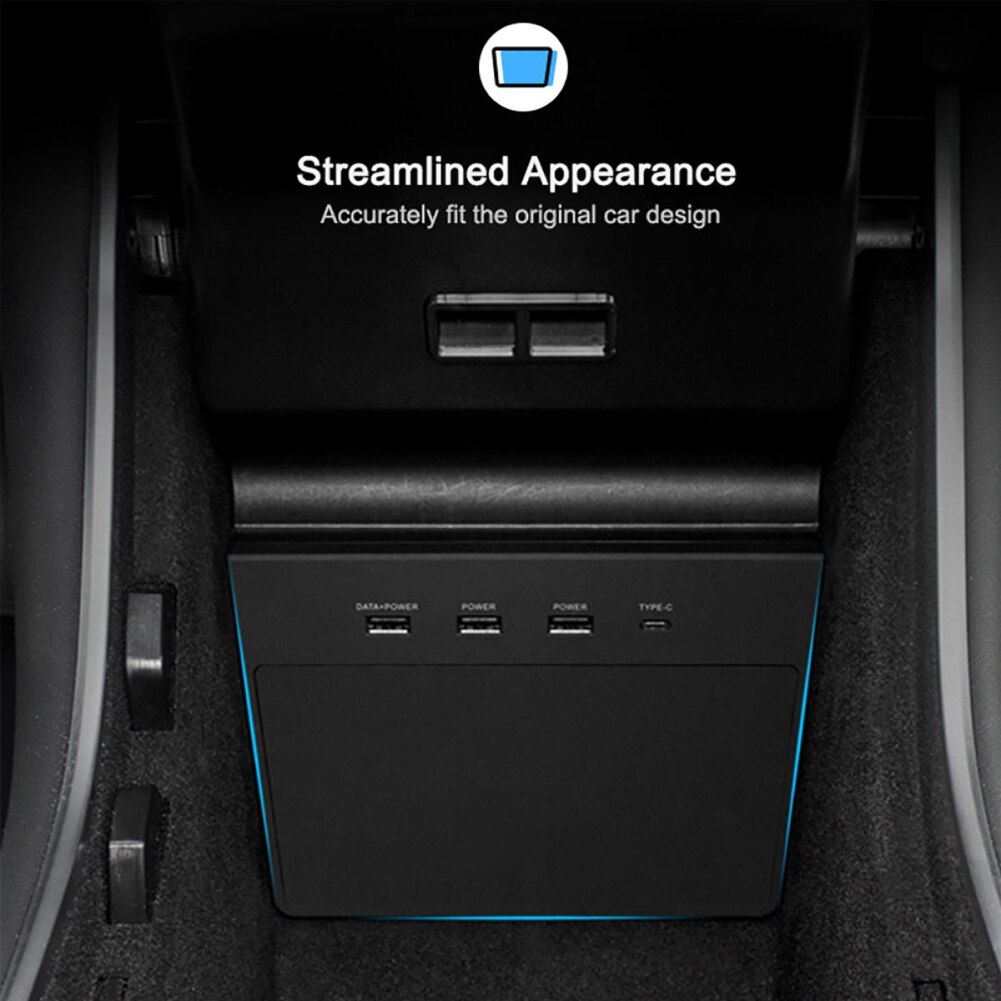 Kit Hub USB 5 en 1 pour Tesla Model 3 type-c, avec coussinet de charge, connecteur Multi USB, Console centrale pour intérieur de voiture