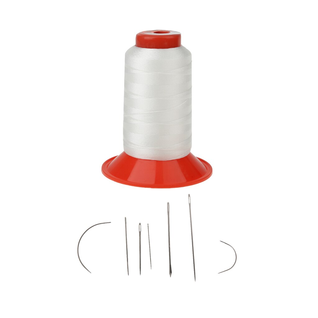 7pcs Heavy Duty Hand Sewing Needles Kit and White Bonded Nylon Sewing Thread