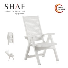 SHAF|Sillon Multiposicion Reclinable Metal para jardin, terraza o piscina blanco, wengue y antracita