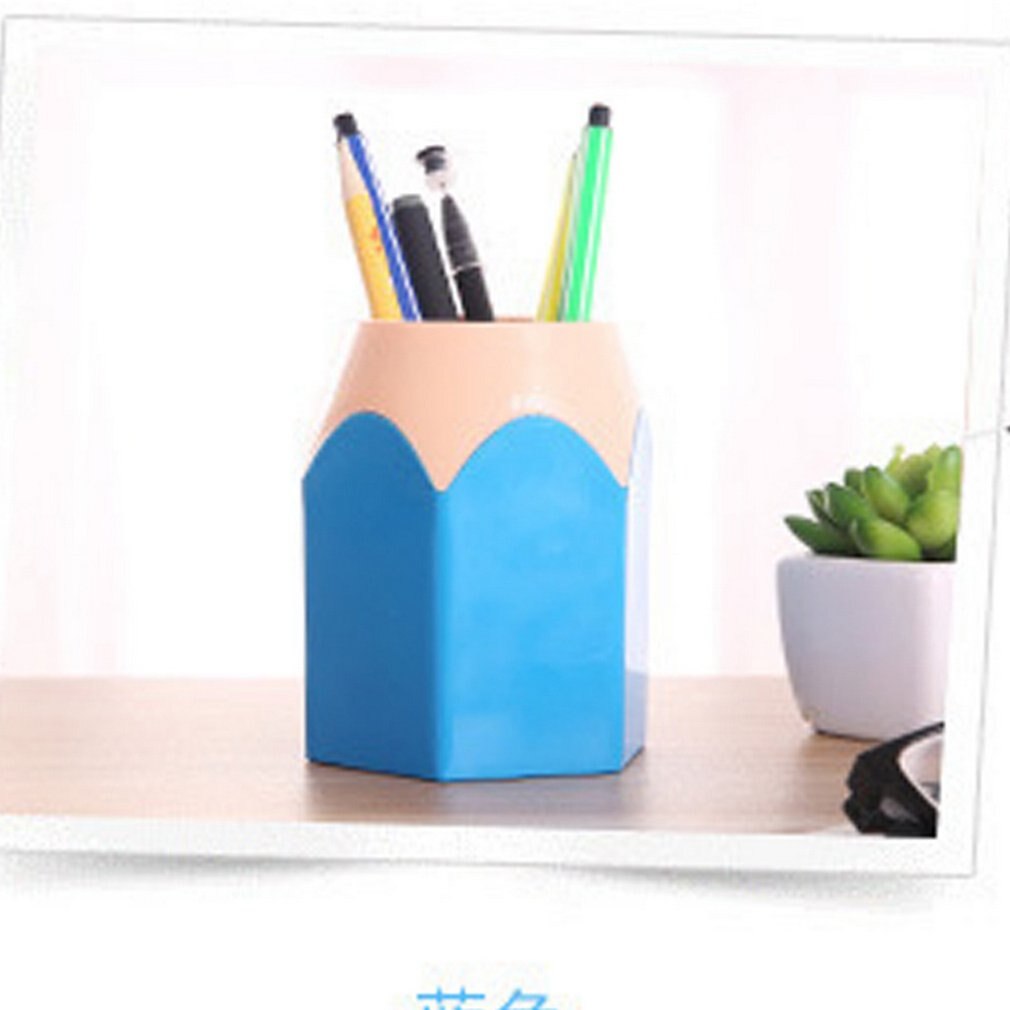 Kontor tilbehør penneholder pen organizer blyantholder container papirvarer skrivebord organizer ryddelig container kontor organizer: Blå