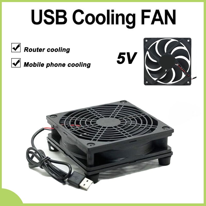 M5TB 9cm/12cm Cooling Fan DC 5V USB Power Supply Quiet Fan For Router TV Set-Top Box Radiator Cooler DIY Repair Parts