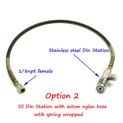 QUPB DIN Air Filling Adaptor With Screw Bleeder Stainless Steel W/60CM Nylon Hose DIH004: Option 2