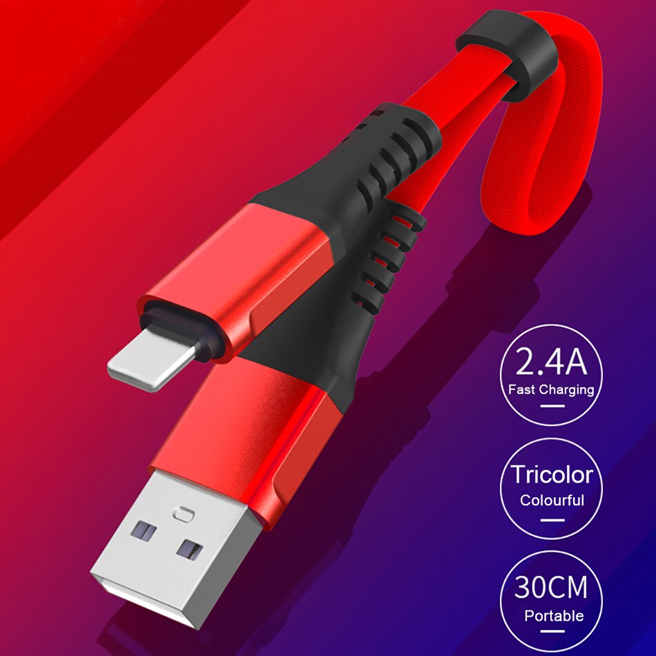 0,3 M Kurze USB Ladung Daten Kabel Beleuchtung Für iphone XS XR X 8 7 6 6S 5S 5C 5 Für Android iOS Mini Ladekabel Energie Bank