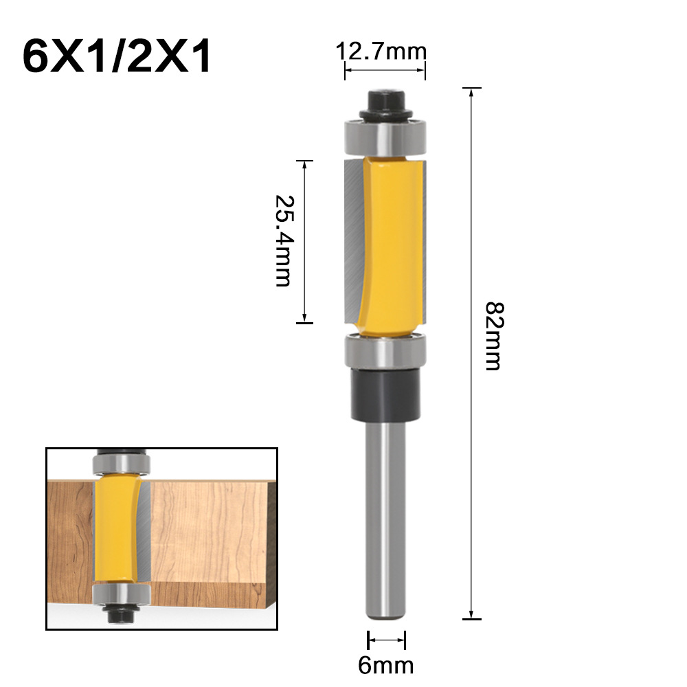 Cortador rotatorio de metales de vástago de 1/4 ", 6,35 MM y 6MM, doble rodamiento, cortador de recorte, broca para ranuradora recta de doble filo, 1 ud.: 03