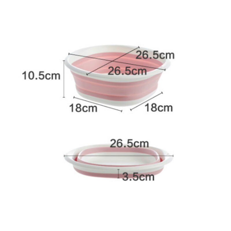 Plastic Folding Basins Portable Wash Basins Folding Laundry Tub Bathroom Kitchen AccessoriesTravel Folding Wash Basin Two Models: Pink trumpet