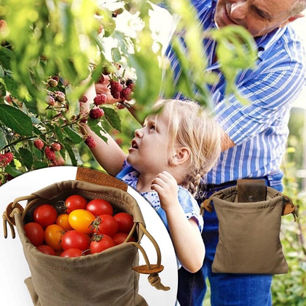Bush craft – sac en toile en cuir PU, pochette de recherche de nourriture, sac de randonnée Camping pique-nique, ceintures sacs de rangement outils de plein air haute capacité