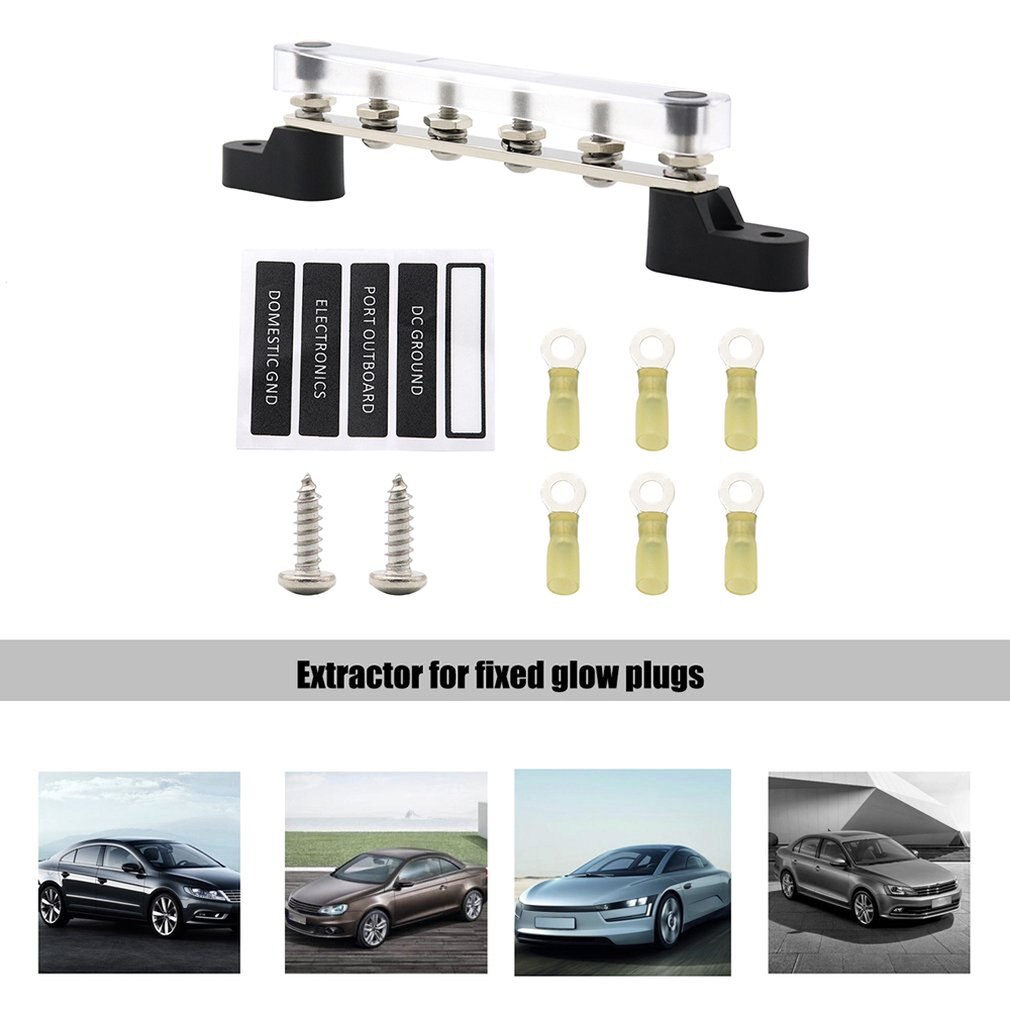 6-position M6 Single Busbar Straight Row With Transparent Upper Cover With Sticker And Heat Shrinkable Line Terminal