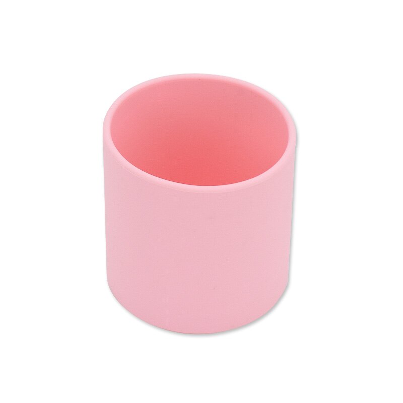 Vasos de agua de silicona para bebé, taza de entrenamiento portátil de grado alimenticio para niños, vajilla resistente al calor para niños pequeños, taza para beber: Pink