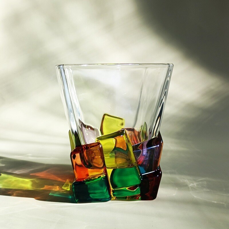 Glass Coffee Cup Hand-painted Line Woven Crystal Glass Whiskey Cup Juice Cup Restaurant Drinking Cup Office Drinking Utensils