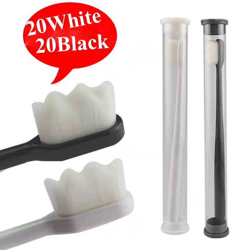 5/10/20/30/50/80 Pcs Ultra-Soft Toothbrush Micro Nano Toothbrushes Extra Soft Manual Toothbrush with 20000 Bristles for Adult: 20black20white