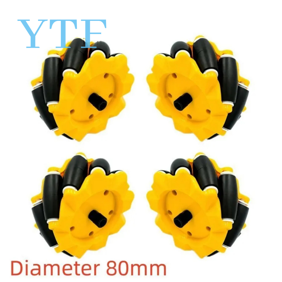 Roue Mecanum en plastique de haute dureté, 4 pièces/lot, 48mm 60mm 80mm 97mm, omnidirectionnelle pour moteur TT, voiture Robot intelligente avec moyeux de 6mm