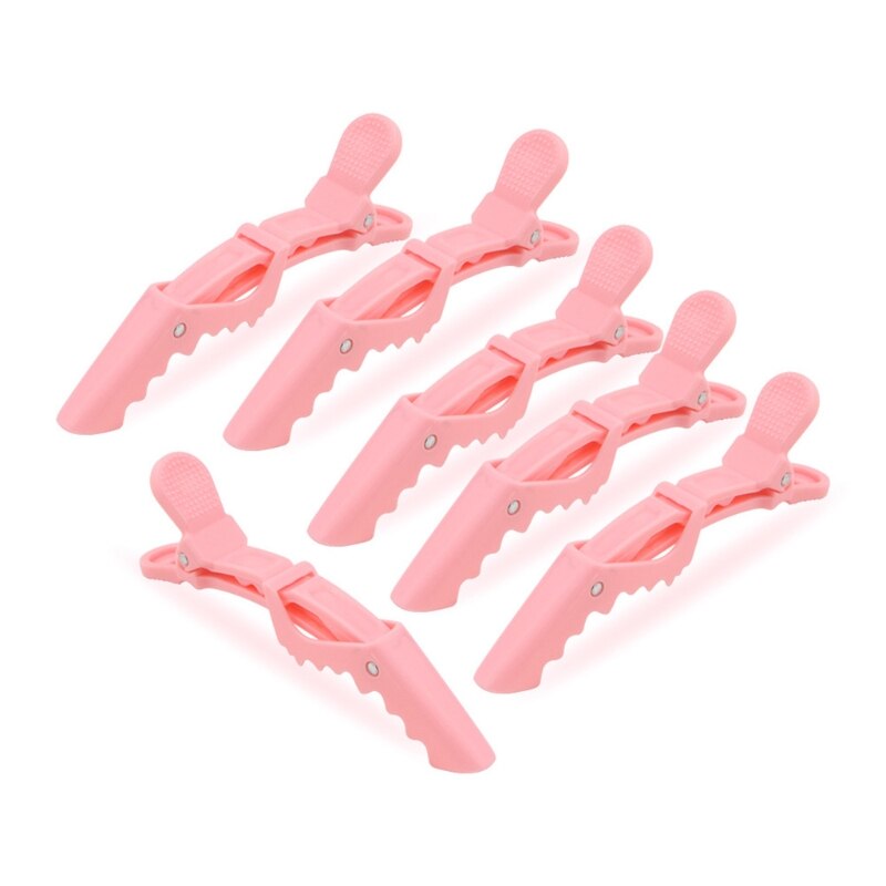 6 Pcs Sectioning Clips Hair Sectioning Clip Clamps Pink Alligator Plastic Hairdresser Clips for Hairdressing Styling Salon