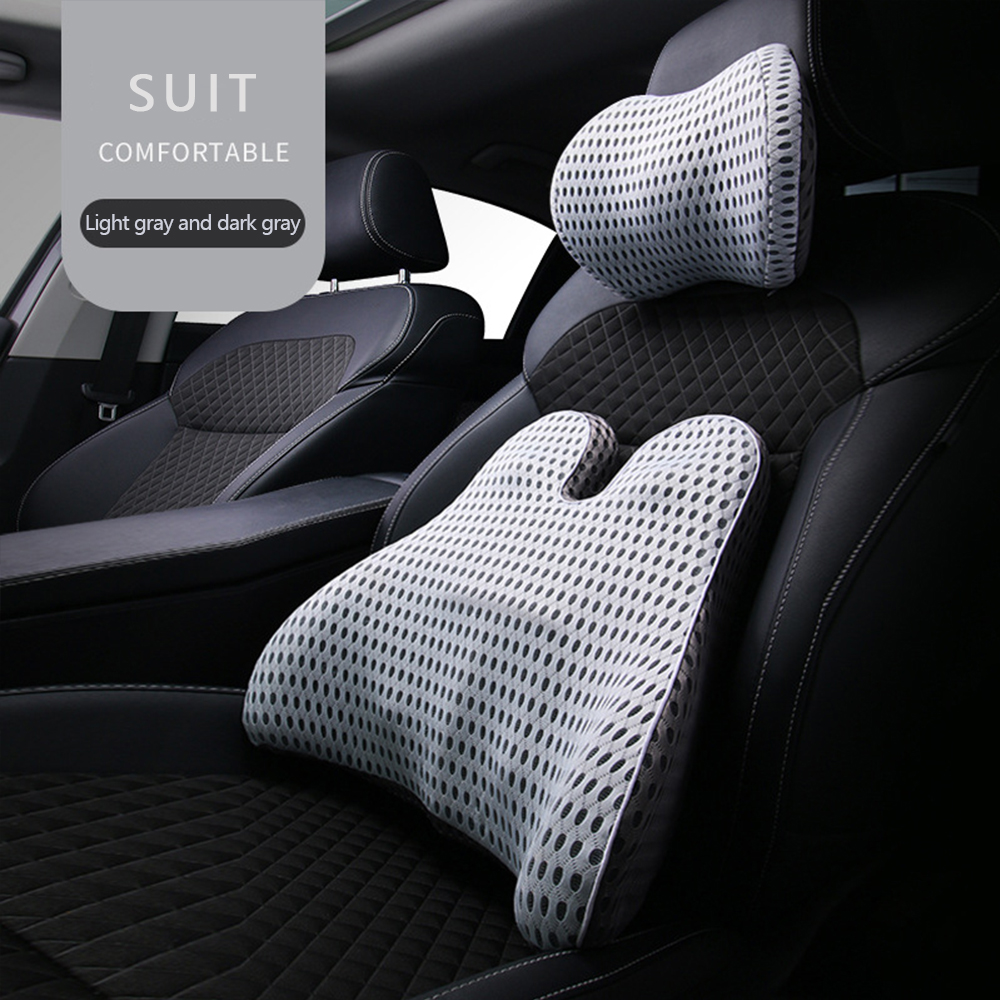 Reposacabezas de malla 4D para coche, almohada para el cuello, soporte Lumbar curvo para la espalda, transpirable, para el coche: 23