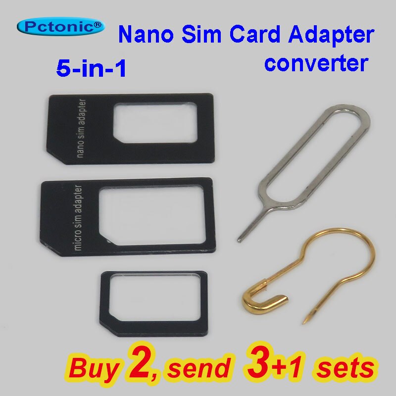 PCTONIC Nano Sim Card Adapter standaard micro sim-kaart montage snijden met Lade Eject naald Pin tool voor iphone samsung