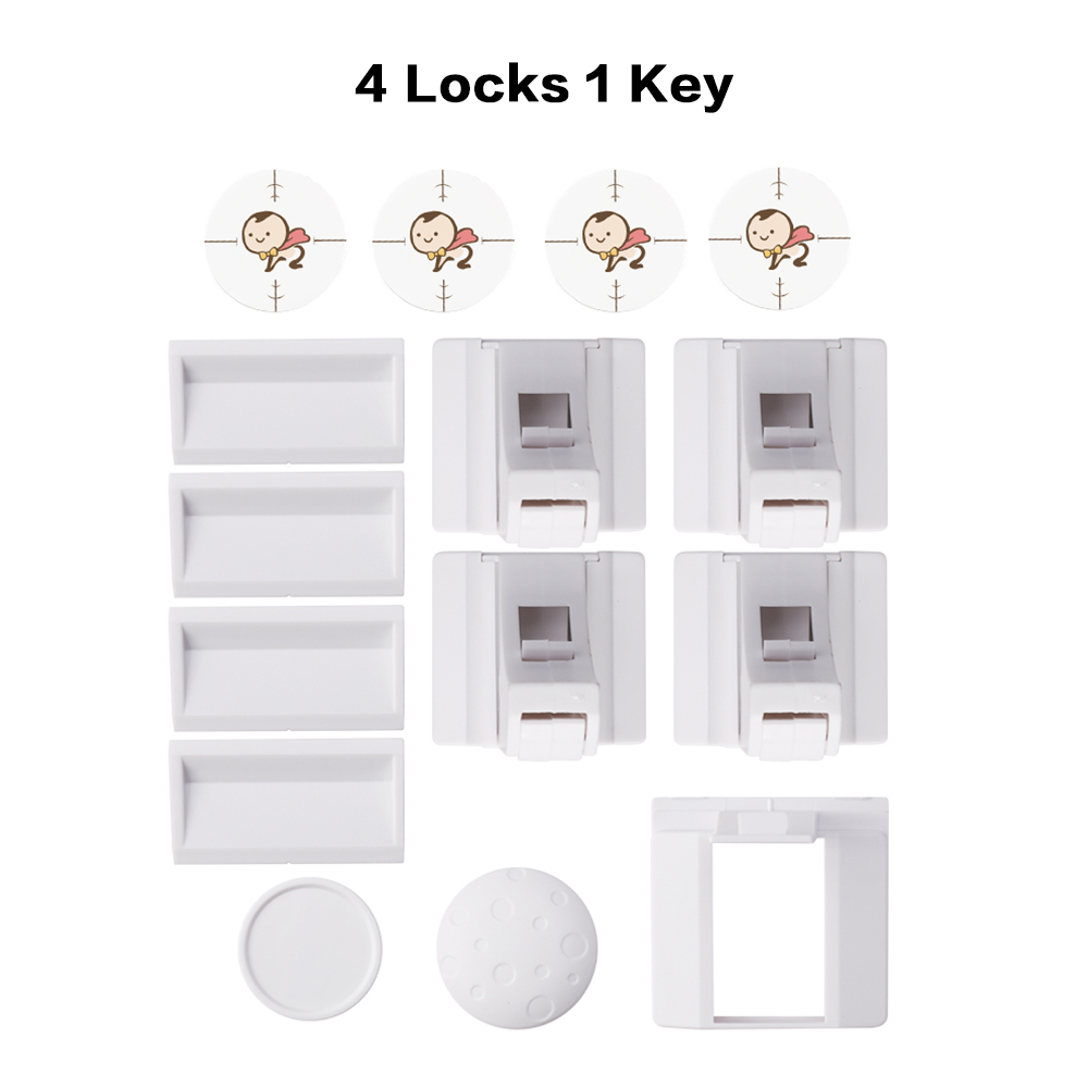 Bambino magnetico di Protezione Serratura di Sicurezza Del Bambino Cassetto Del Governo del Portello Blocco di Sicurezza Per Bambini Bambini Blocco di Sicurezza 12 + 3/16 + 4 con 1 Culla: 4 Locks 1 Key