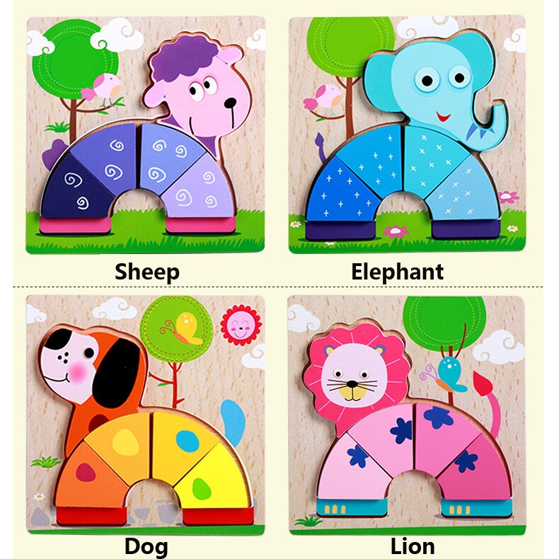 Baby Toddlers Wooden 3d Puzzle Toys Cartoon Animal... – Vicedeal