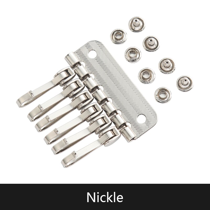 WUTA 2pcs Wallet Key Row 6 Hooks Metal Key Holders Hardware Rivet Hook Keyring Key Chain DIY Leather Accessories: Nickle