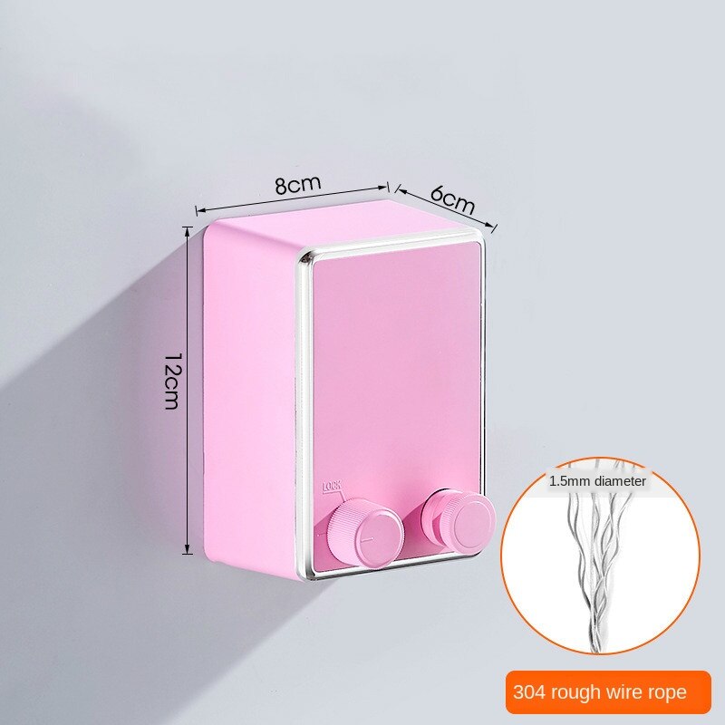 Indoor Outdoor Retractable Laundry Clothesline Wall Hanging Stretch Washing Clothes Line Shrinking Balcony WY41501: pink-B