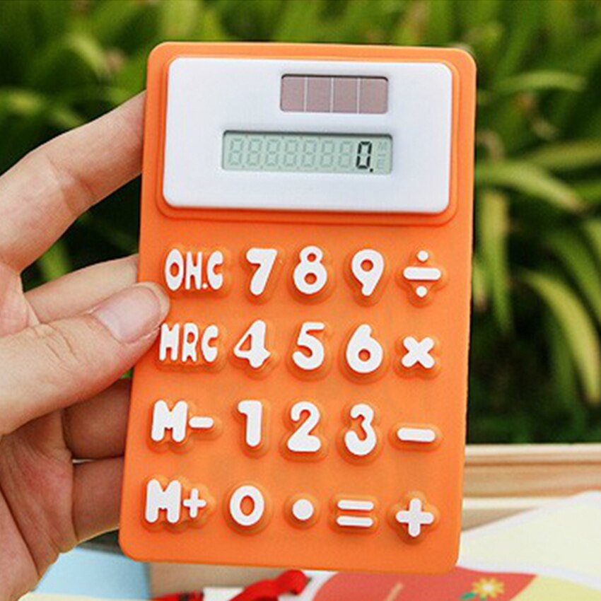 Mini Ultra Slim Silicone Calculator Foldable Pocket Solar Calculators 8 Digits Display Standard Function Student Calculator