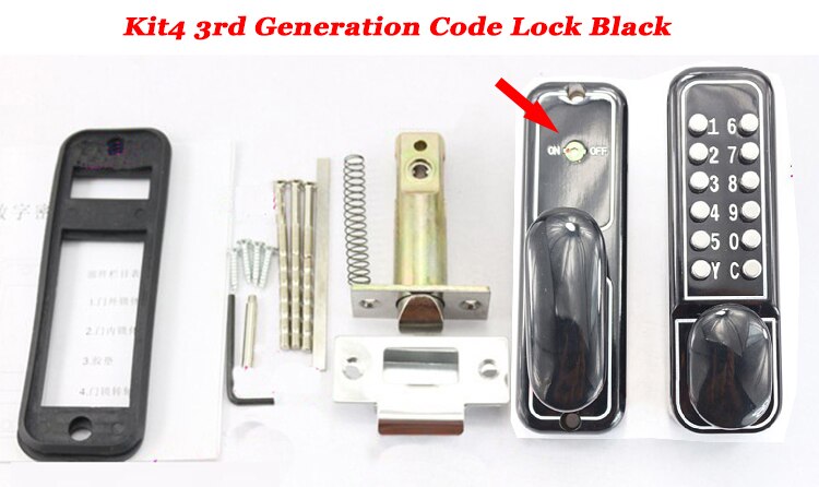 Mechanical Digital Door Lock keypad Code Keyless push button Passage mode Home Entry Lock Lawn /Wooden/Iron Door Gate opener: Kit4