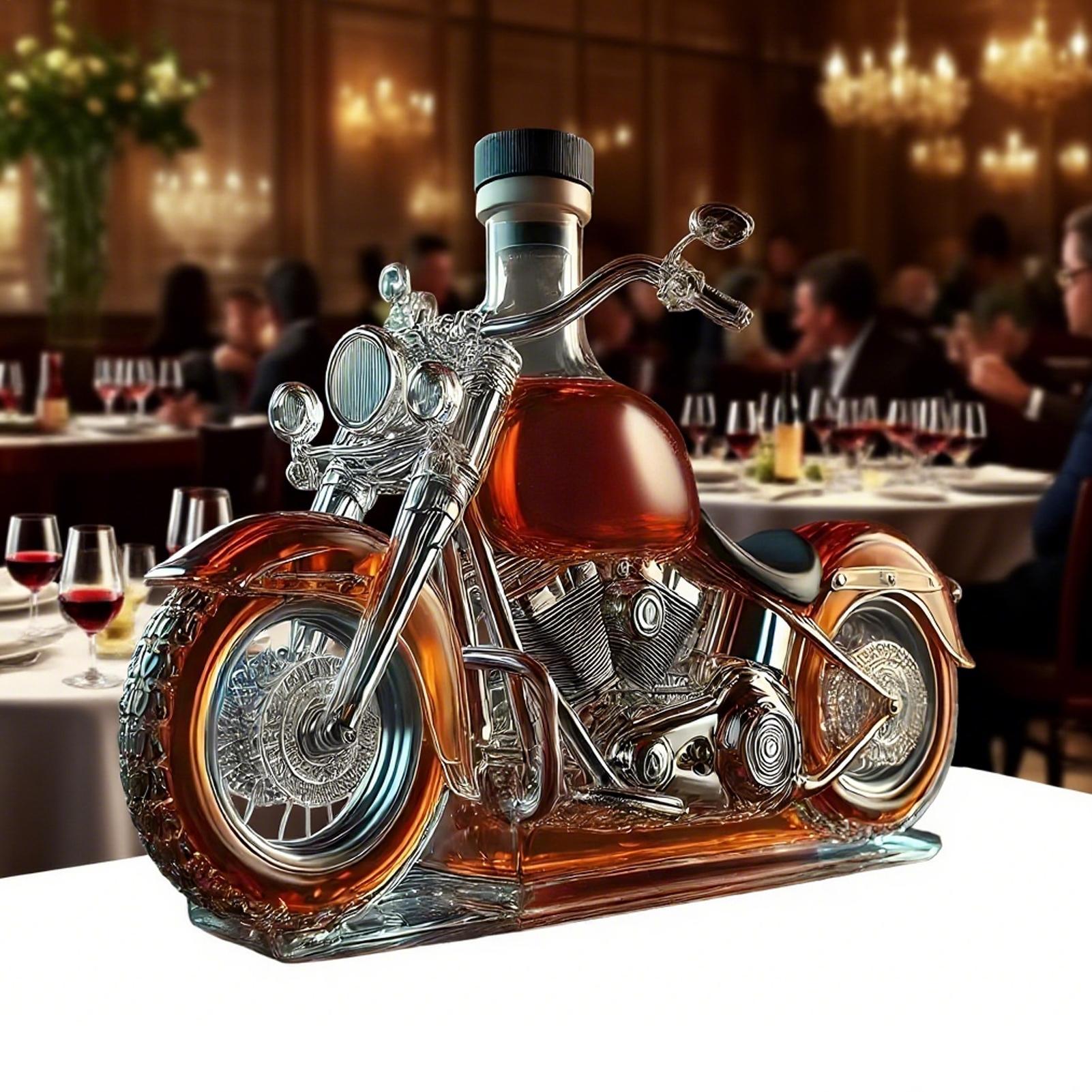 Nowy, zabawny karafka w kształcie motocykla, kieliszek robić Whisky, unikalna, śmieszna, kreatywna karafka w stylu klasyczny na wino, idealna robić baru, jadalni, dla miłośników motocykli.