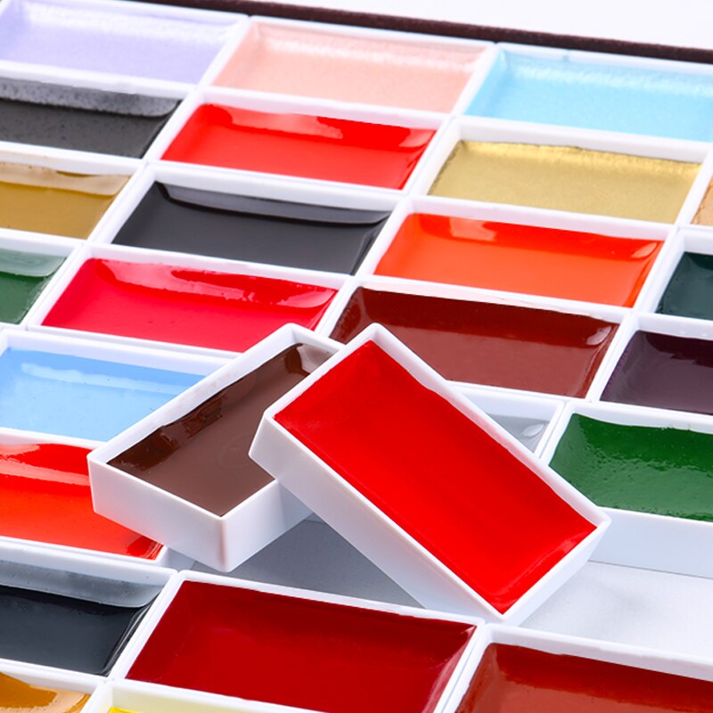1 Set Japan Sakura Gunstige Effen Aquarel Pigmant 60/48/35/24/18/12/8/6 Kleuren Professionele Hoge Parel/Fluorescerende Kleur