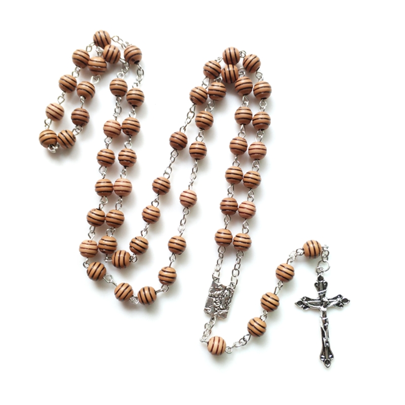 Runde Perlen Rosenkranz Halskette Gebet Christian Jesus Kreuz Anhänger Halsketten Religion Religiöse Schmuck Männer Frauen