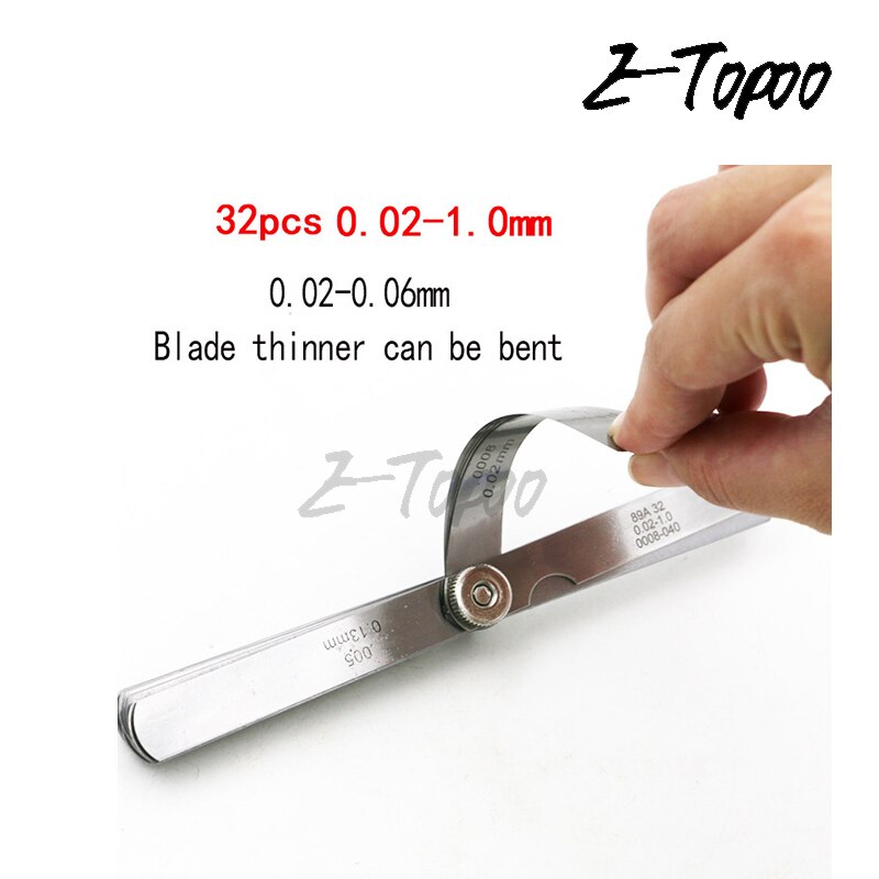 32pcs/lot Blade Metric Feeler Gauge Filler Thinner Measurement Tool 0.02-1.00mm