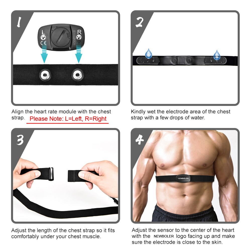 NEWBOLER Heart Rate Monitor Chest Strap Bluetooth 4.0 ANT Fitness Dual Mode Sensor Compatible Belt Wahoo Polar Garmin Bryton