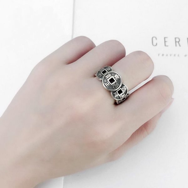 Retrò portafortuna Pixiu Charms porta fortuna ricchezza Feng Shui bestia tesoro amuleto aperto regolabile Buddha anelli gioielli regali maschili: style2