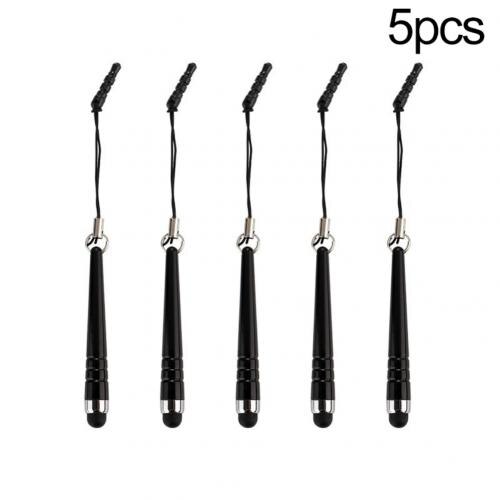 Stylet en plastique universel de stylo tactile d'écran capacitif Long pour des stylos de comprimés de téléphones portables intelligents avec des bouchons de poussière: 5pcs