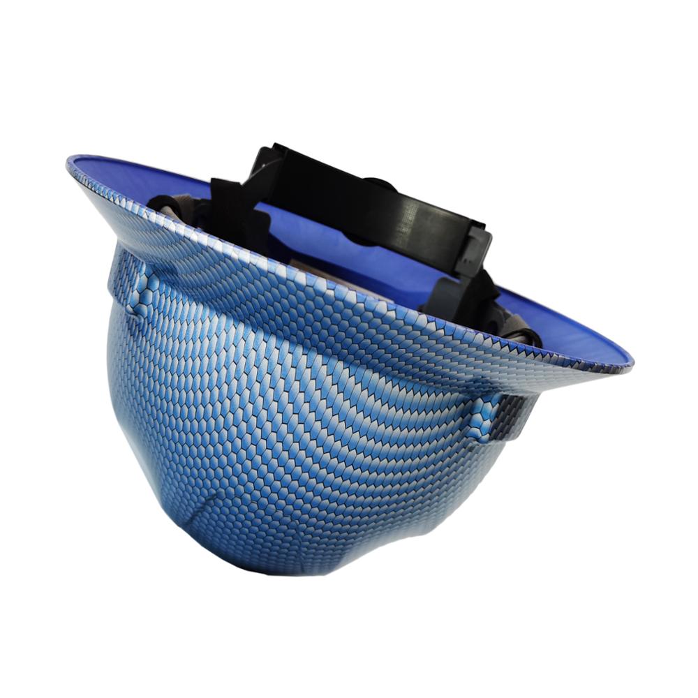 DARLINGWELL Full Brim Hard Hat FRP Safety Helmet Vents Blue Carbon Fiber Pattern Work Construction Hat Railway Metallurgy Mine