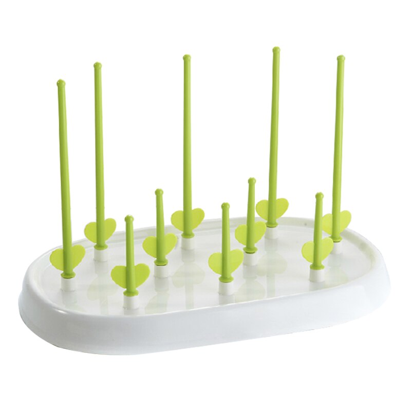 Milk Bottles Drying Rack Baby Feeding Cleaning Dryer Cup Holder: Green