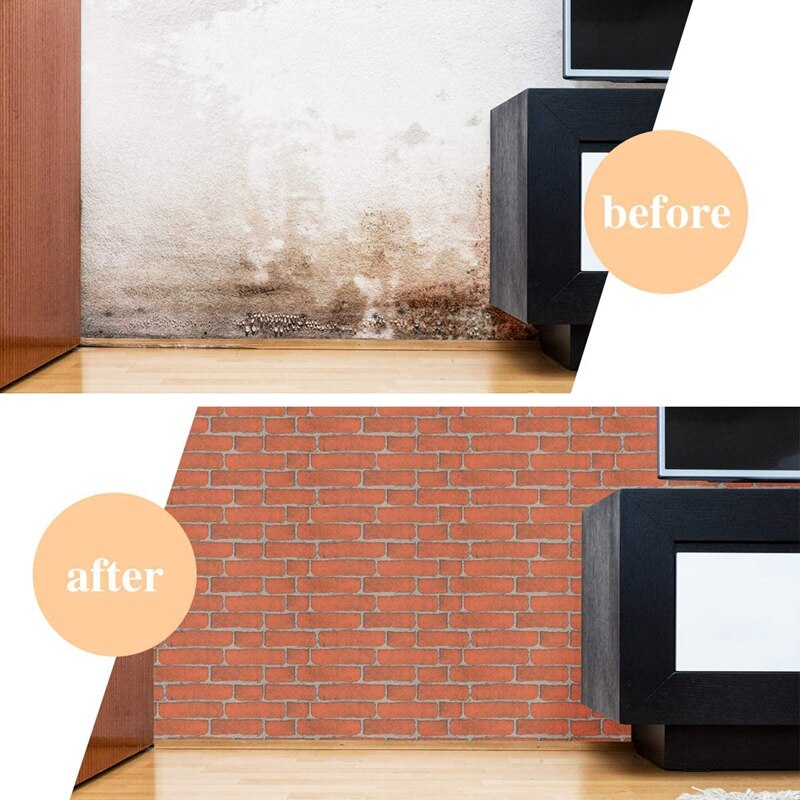 Orange Red Brick Wallpaper Stick Wallpaper 3D Adhesive Wallpaper Faux Textured Brick Removable Wall Paper 45cmx10M