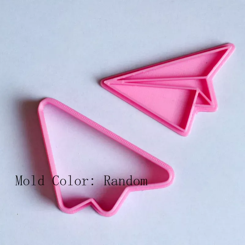 Cute Origami Baking Mold Paper Airplane Windmill Paper Boat Paper Crane Cookie Embosser Mold Plastic Fondant Biscuit Cutter Set: SKY BLUE