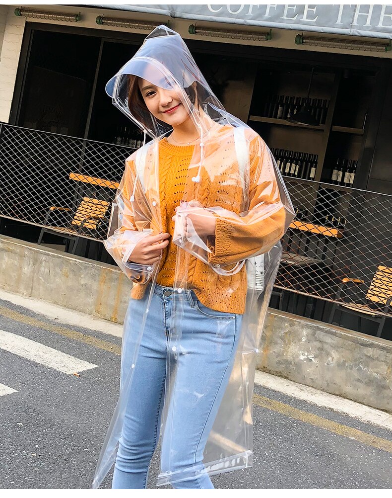 Vrouwen Transparante Regenjas Waterdichte Lange Regen Jas Met Kap Voor Vrouwen Outdoor Wandelen Fietsen