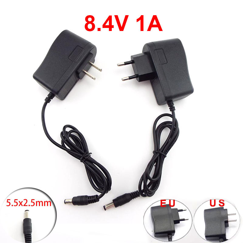 5.5*2.5mm AC 100-240 V DC 8.4 V 1A 1000MA Adapter Voeding Oplader voor 18650 Lithium Batterij CCTV Camera Opladen J17